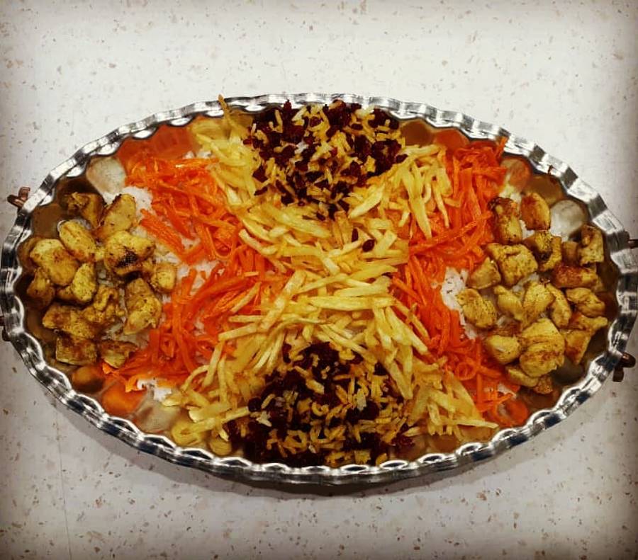 تزیین برنج و سالاد