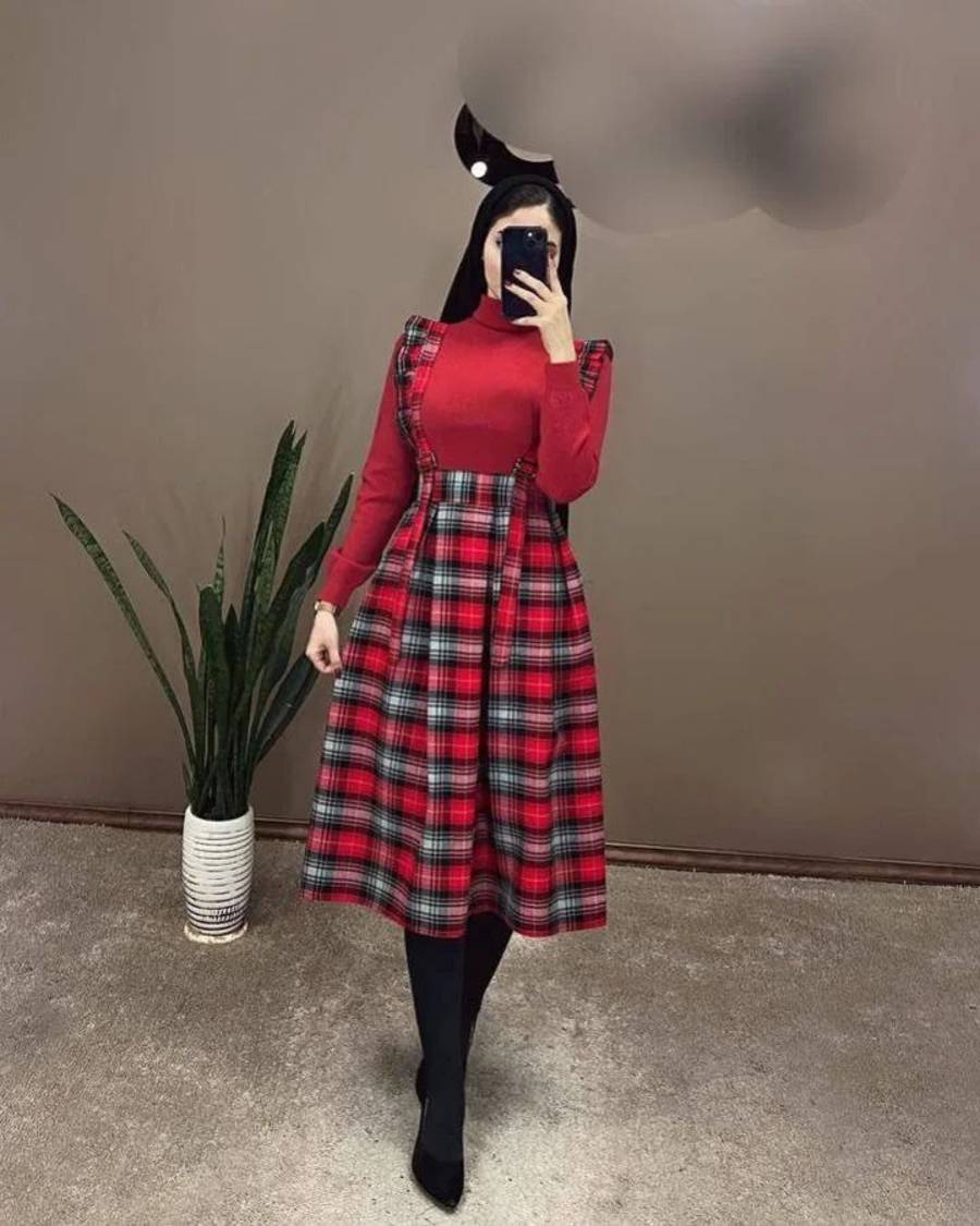 مدل سارافون چهارخونه پاییزی