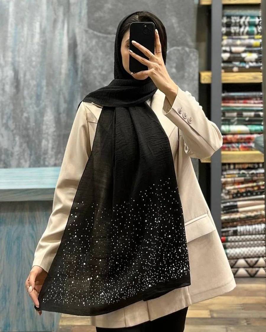  شال نگینی مشکی 