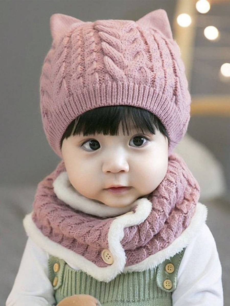 مدل شال و کلاه بافتنی دخترانه 