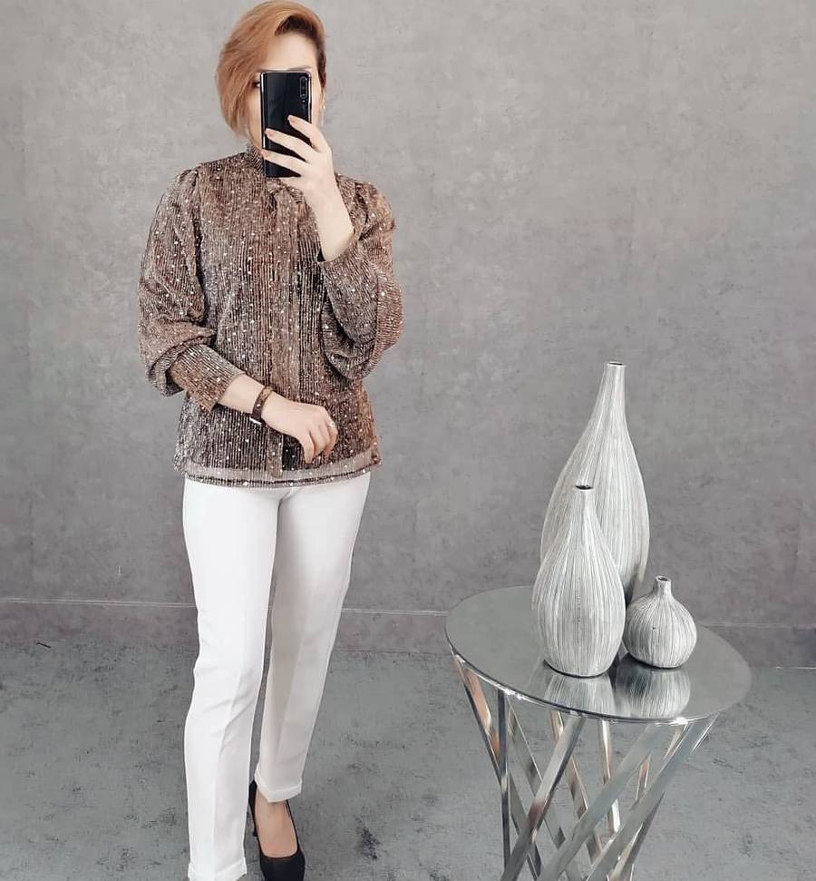 شومیز پولکی نقره ای 