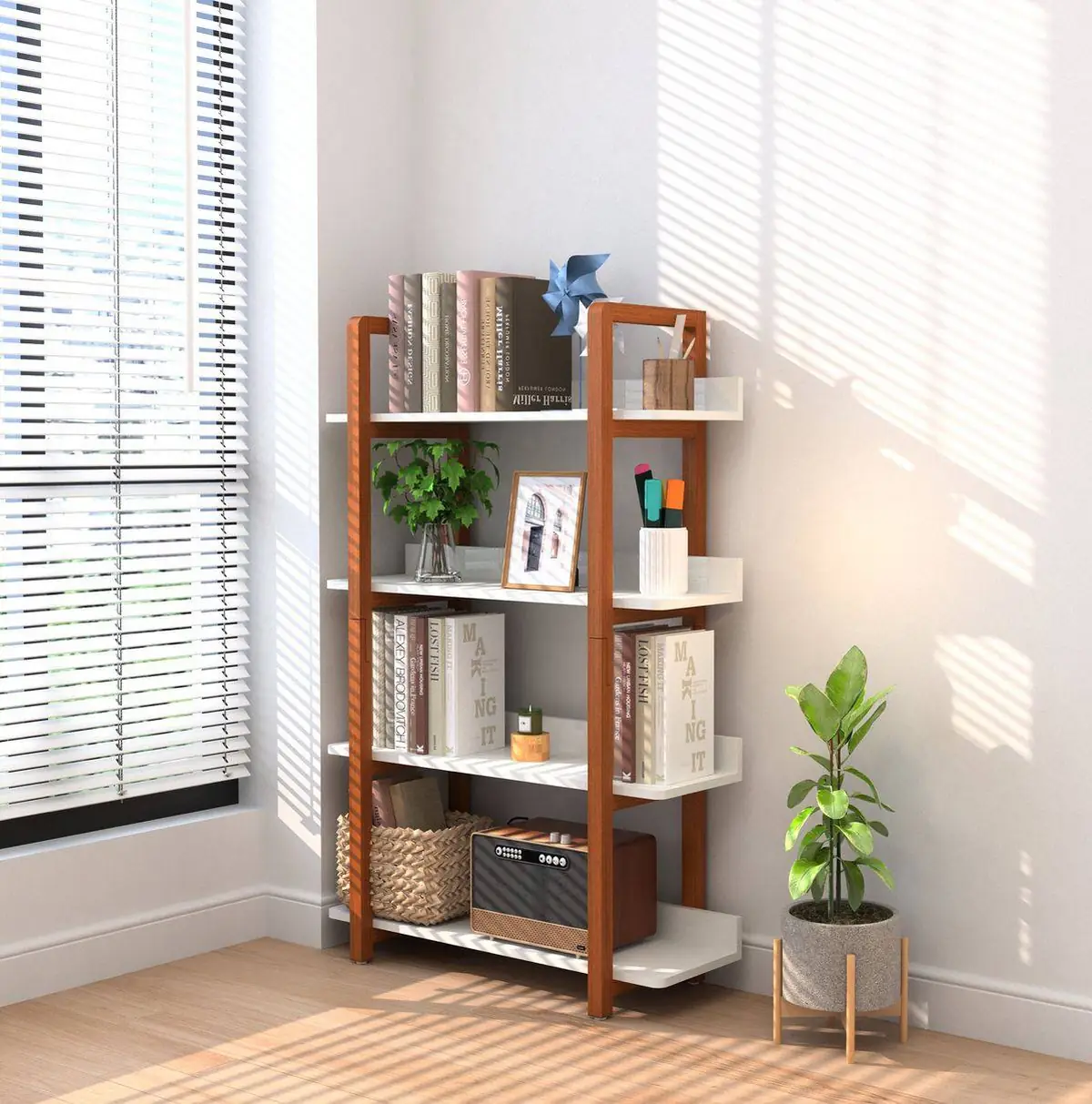 شلف کتاب چوبی