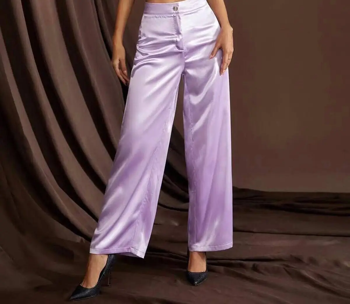 شلوار ساتن گشاد زنانه