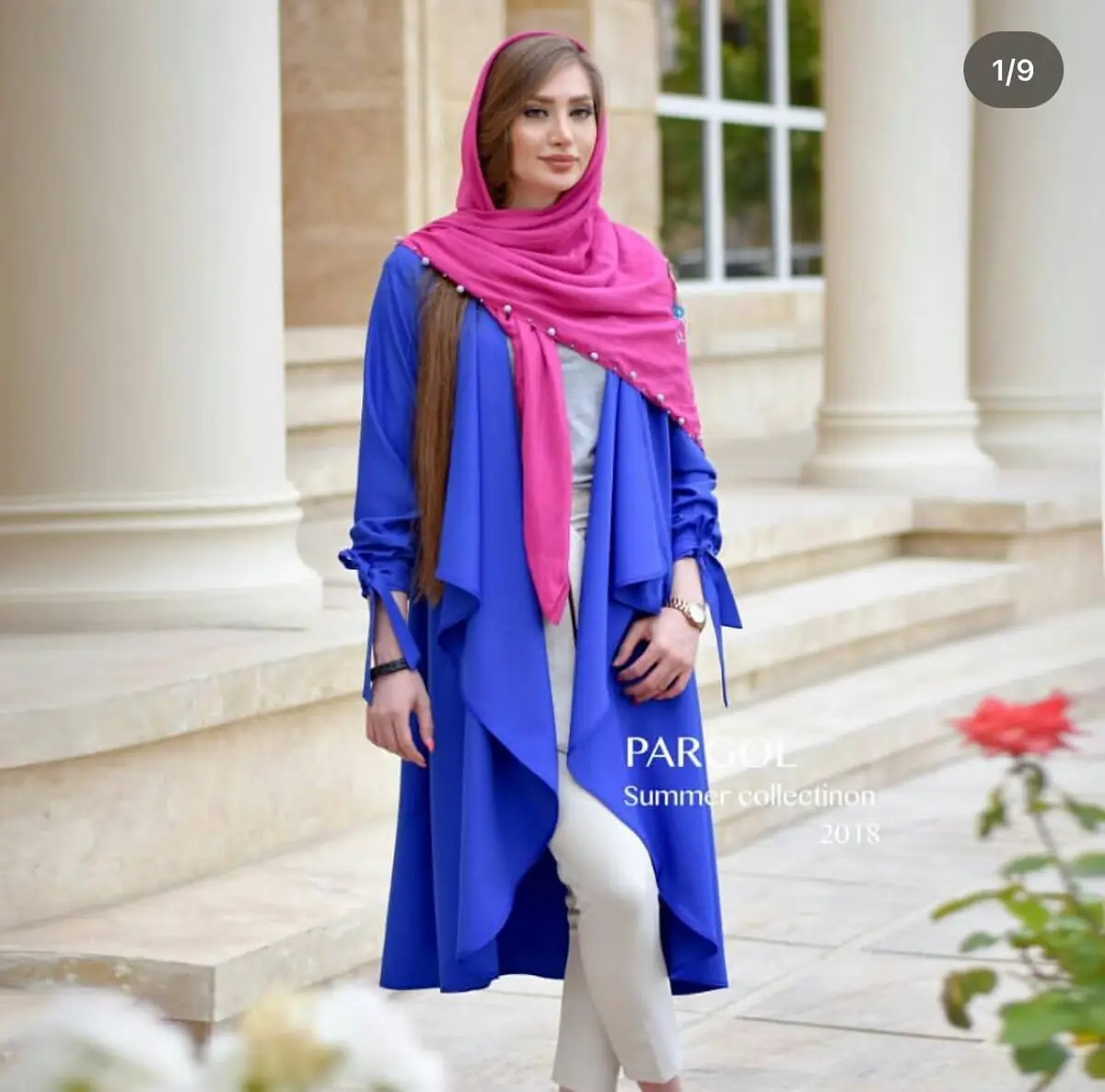 مانتو آبی کاربنی کوتاه 
