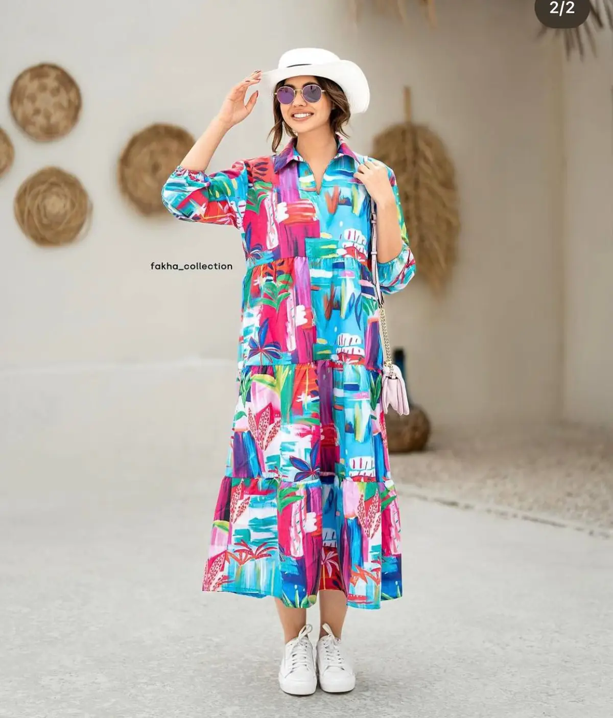 پیراهن نخی طرحدار زنانه