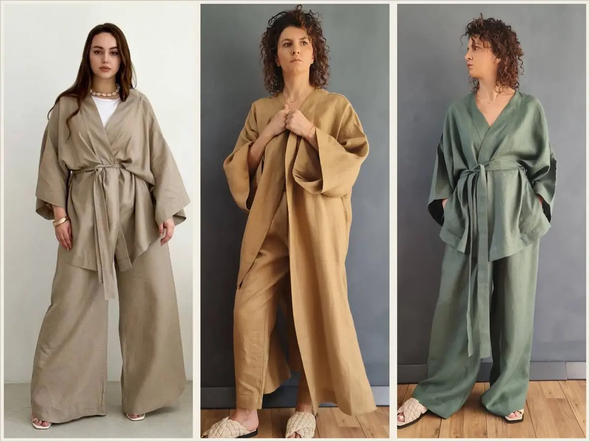 پیراهن لینن کیمونو تابستانی