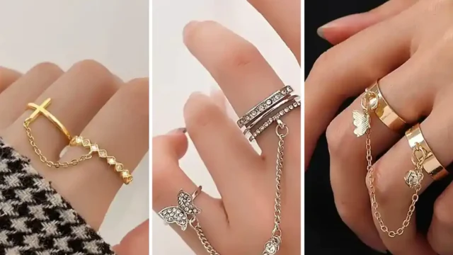 انگشتر زنجیری دخترانه | اکسسوری شیک برای استایل‌های مدرن + عکس های جذاب