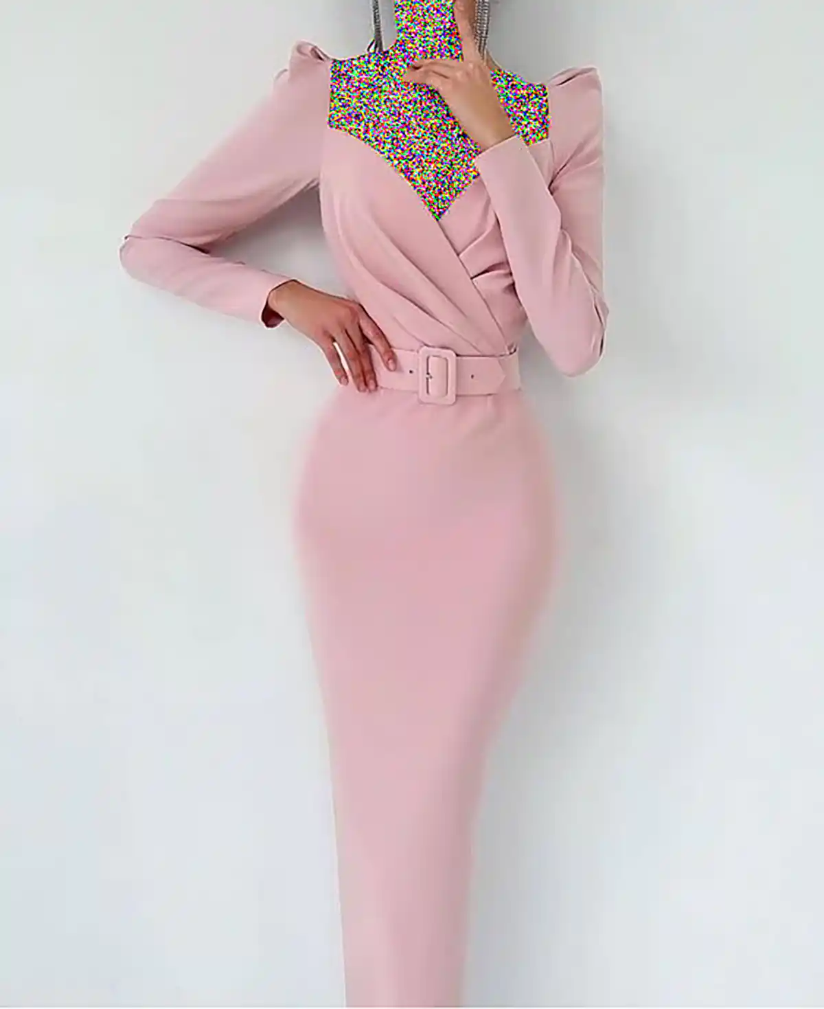 لباس مجلسی صورتی کمرنگ