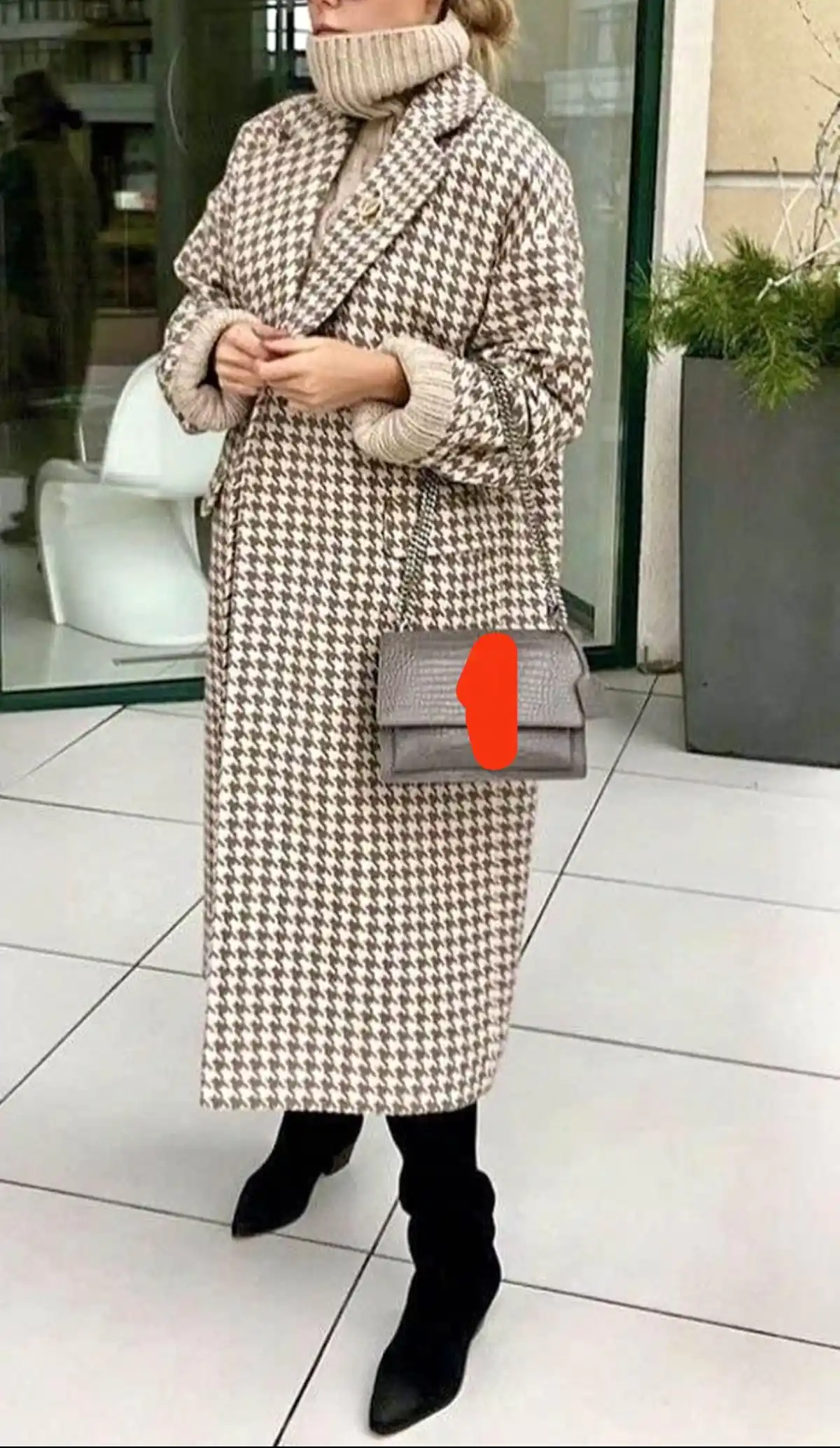 پالتو چهارخونه طوسی