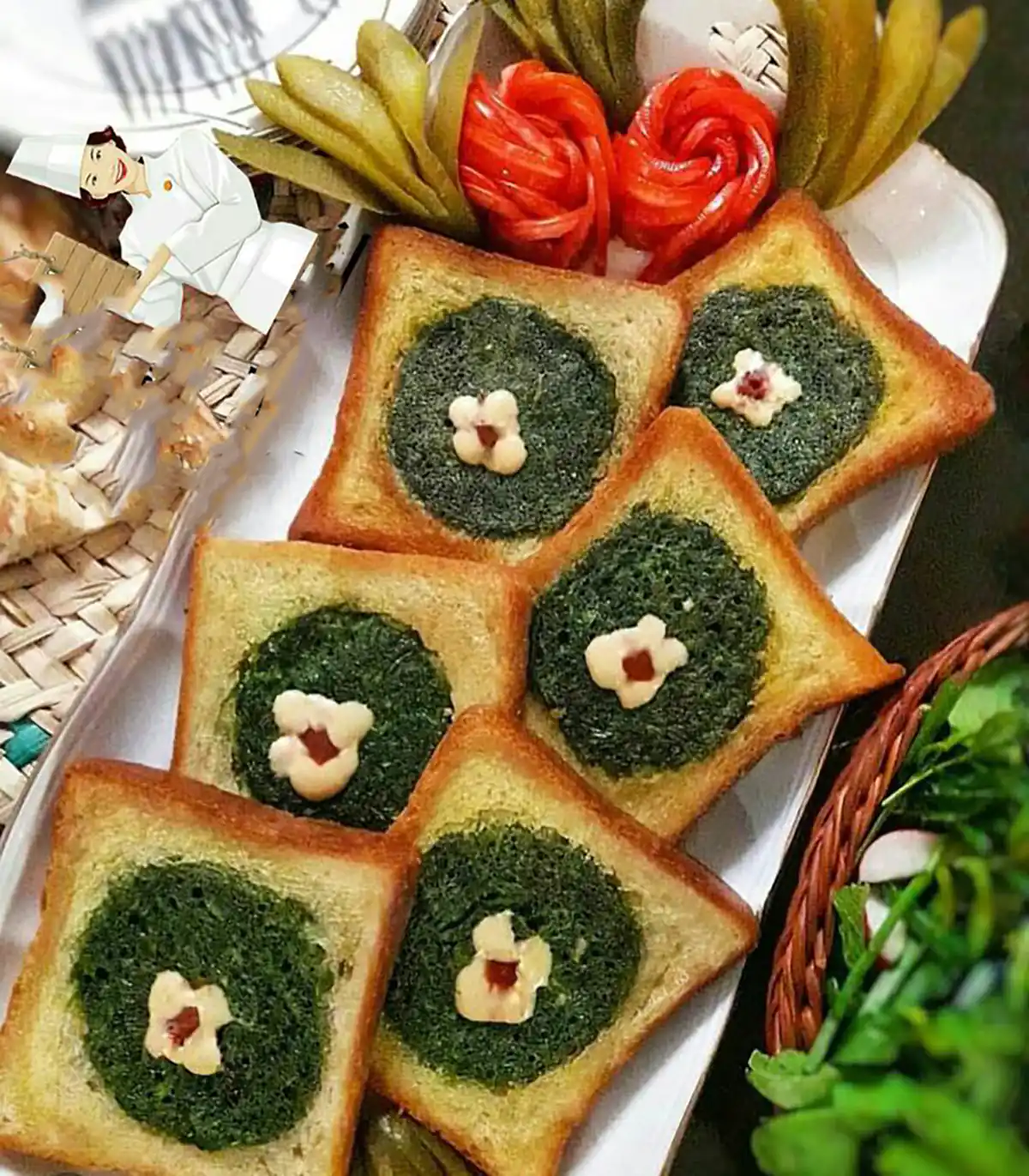تزیین کوکو سبزی با زرشک 