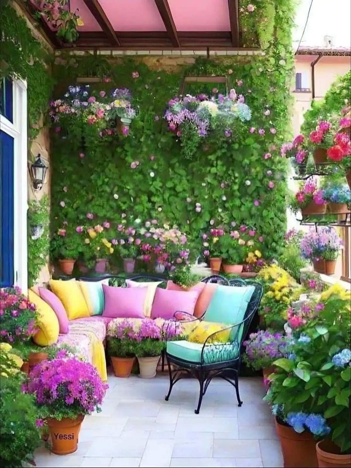 نمای بالکن ساختمان دو طبقه