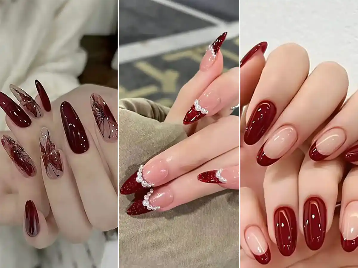 طرح ناخن قرمز و سفید