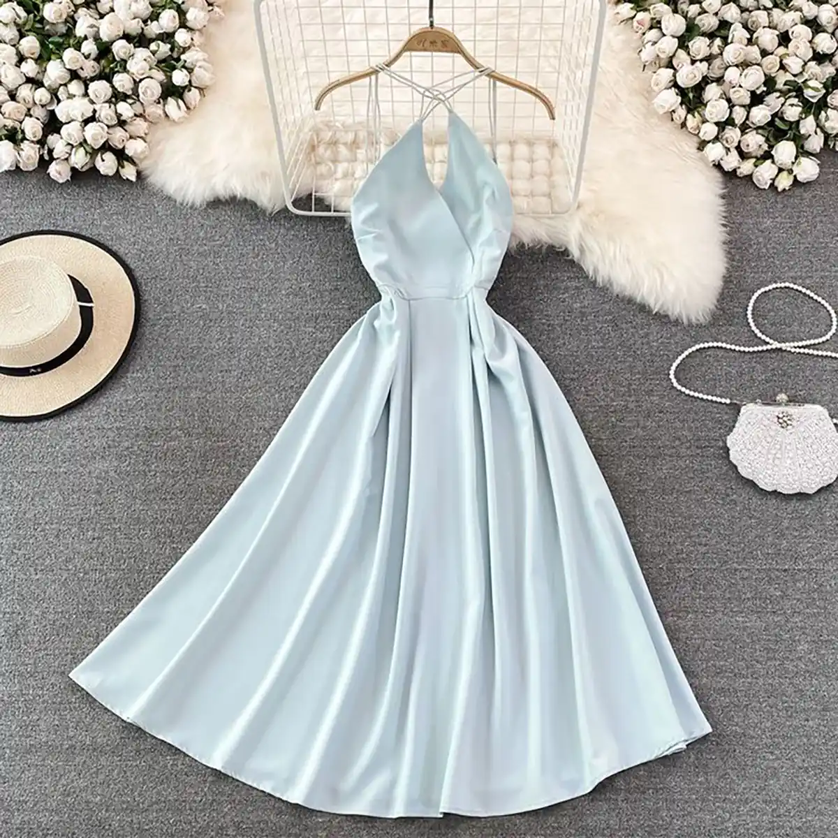 لباس مجلسی آبی فیروزه ای