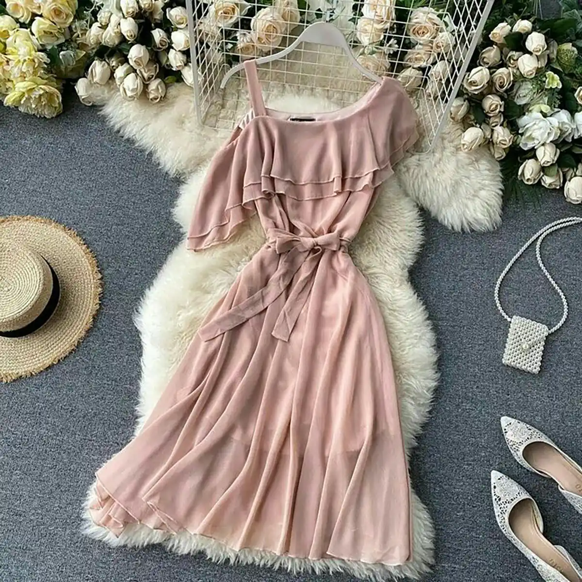 ست پیراهن صورتی زنانه 