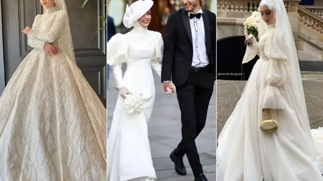 15 مدل لباس عروس با حجاب شیک و منحصر‌به‌فرد