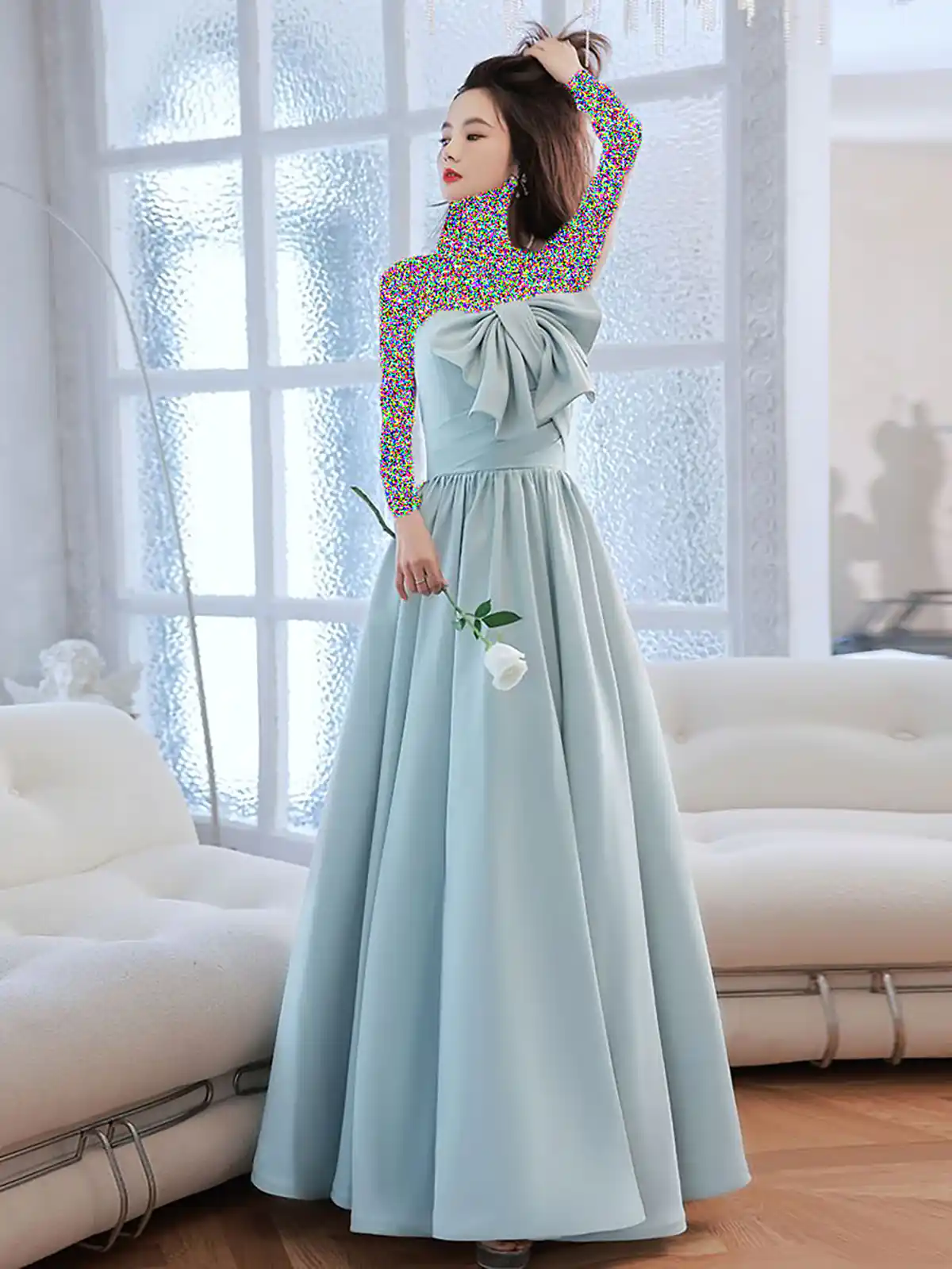 لباس مجلسی آبی فیروزه ای