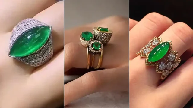 15 مدل انگشتر نگین سبز لاکچری زنانه + عکس