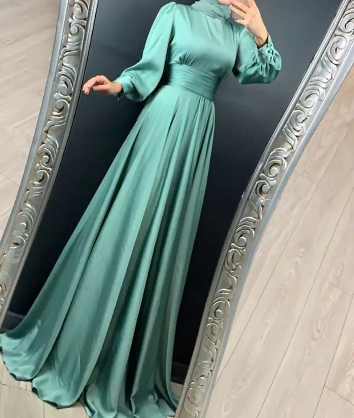 لباس مجلسی سبز یشمی بلند