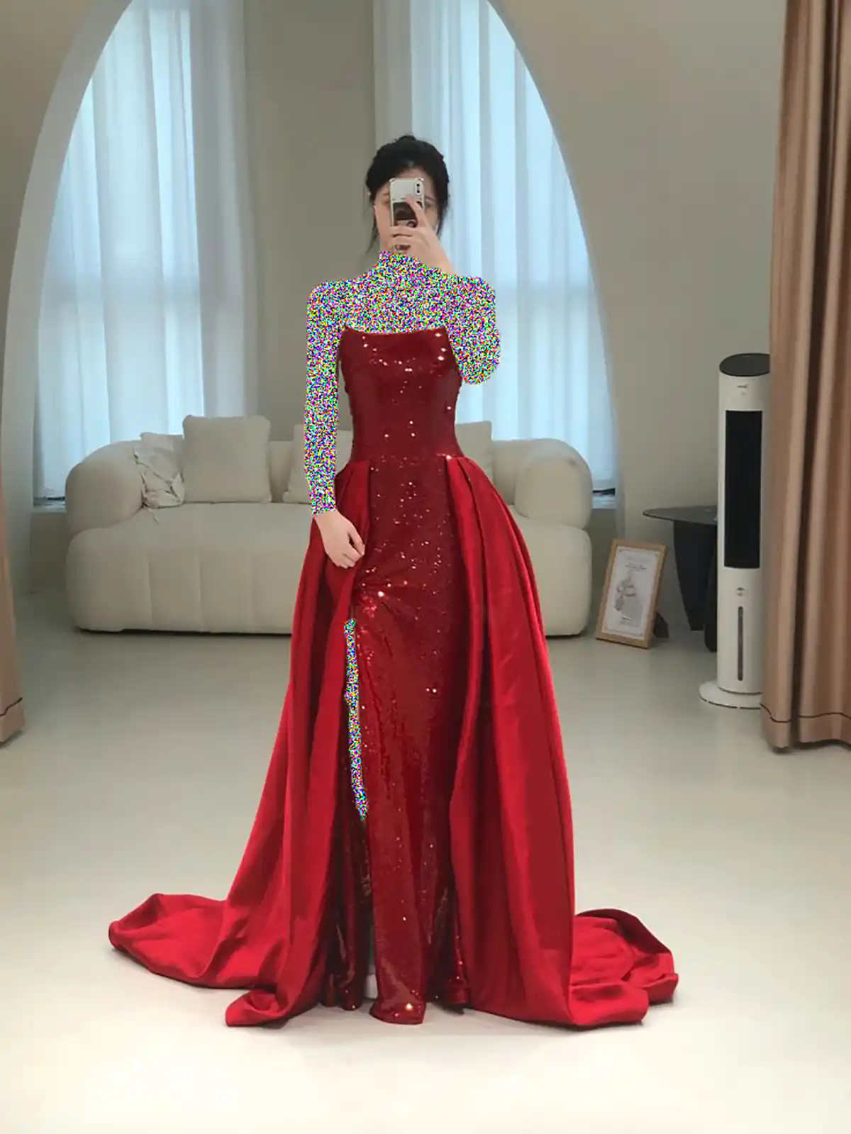 پیراهن بلند مجلسی زرشکی