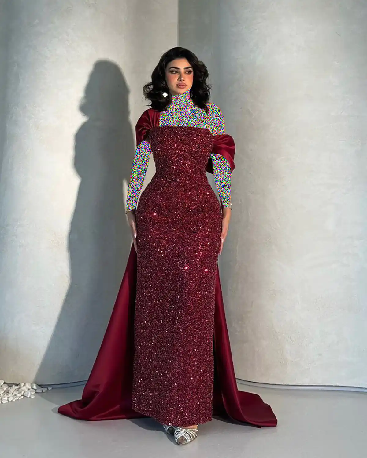 لباس مجلسی زرشکی طلایی