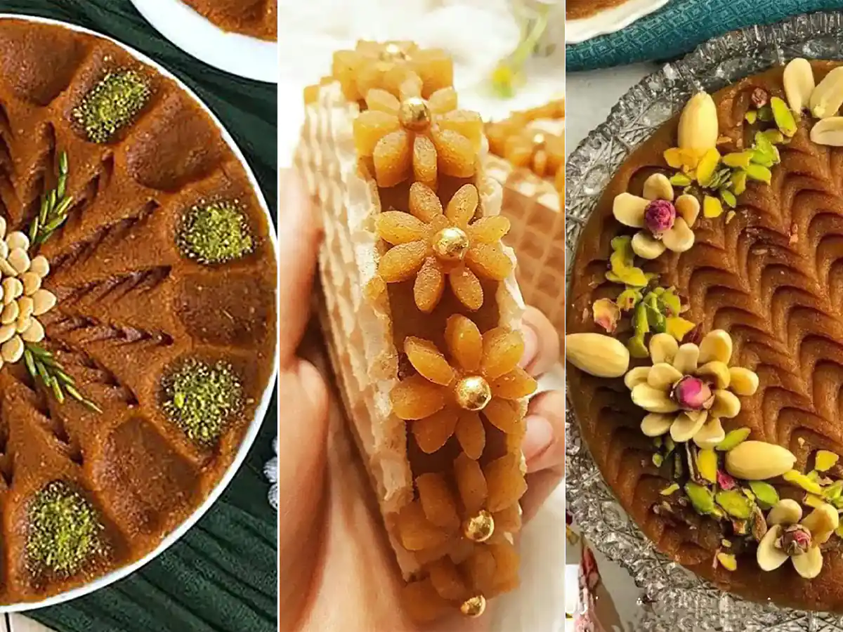 تزیین حلوا با چنگال 