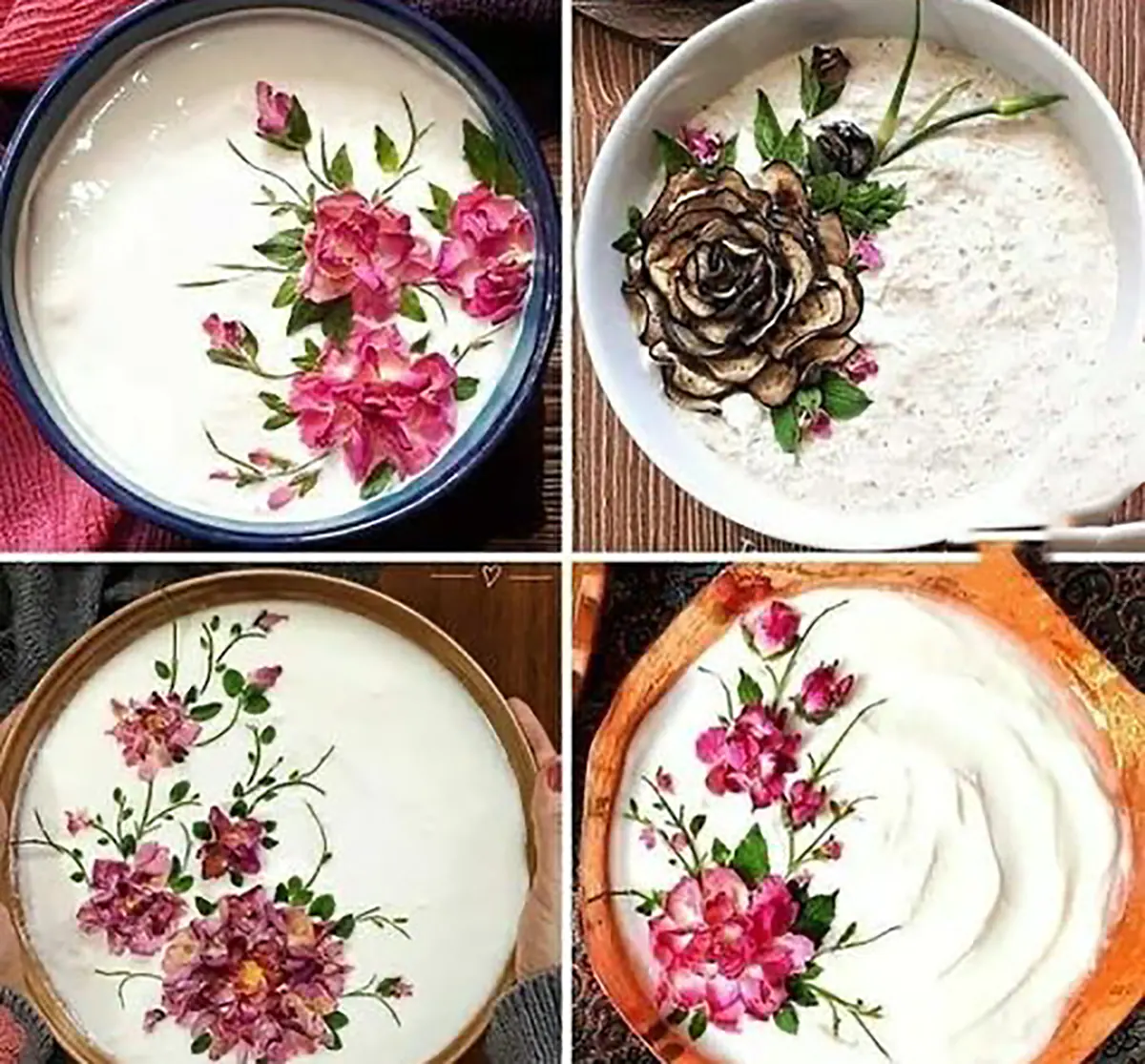 دیزاین ماست مجلسی تزیین ماست برای مهمانی تزیین ماست ساده دیزاین ماست مجلسی تزیین ماست خیار با نعناع و گل سرخ تزیین ماست و خیار ساده و شیک تزیین ماست با نعناع