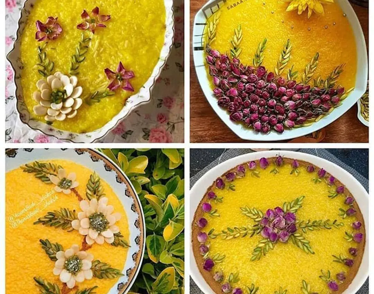 دیزاین شله زرد رمضان تزیین شله زرد ساده و شیک طرز تهیه شله زرد برای 15 نفر تزیین شله زرد با دارچین بدون شابلون طرز استفاده شابلون روی شله زرد تزیین شله زرد در ظرف مستطیل طرز تهیه شله زرد برای ۴ نفر