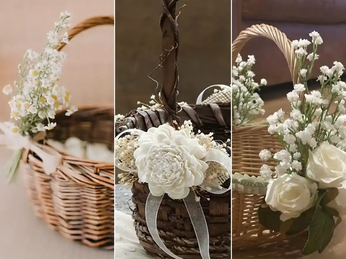 تزیین وسایل عروس با روبان تزیین سبد حصیری برای عروس تزیین خنچه عروس در سبد تزیین لباس عروس در سینی سبد بله برون عروس تزیین بله برون در خانه