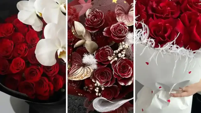 تزیین دسته گل | طراحی دسته گل عاشقانه با ترکیب رنگ خاص و خلاقانه