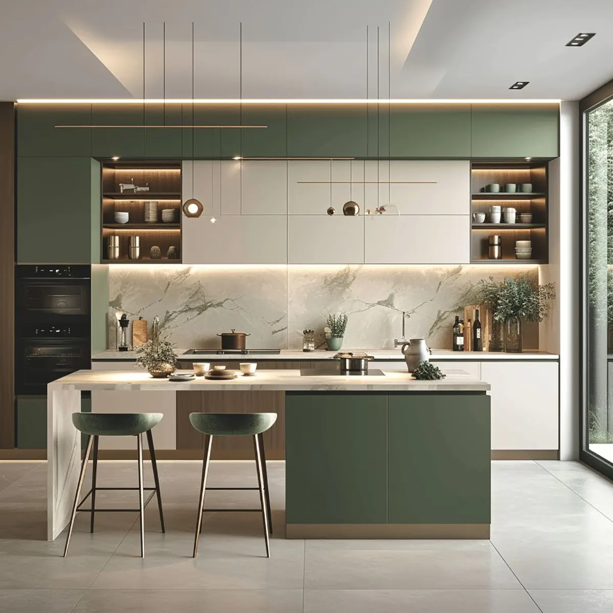 کابینت دو رنگ سفید طوسی