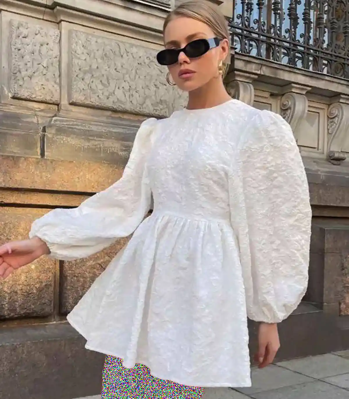 پیراهن سفید زنانه کوتاه