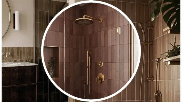 حمام لوکس تیره با جزئیات طلایی | راز درخشش هوشمند در دکوراسیون روز!!
