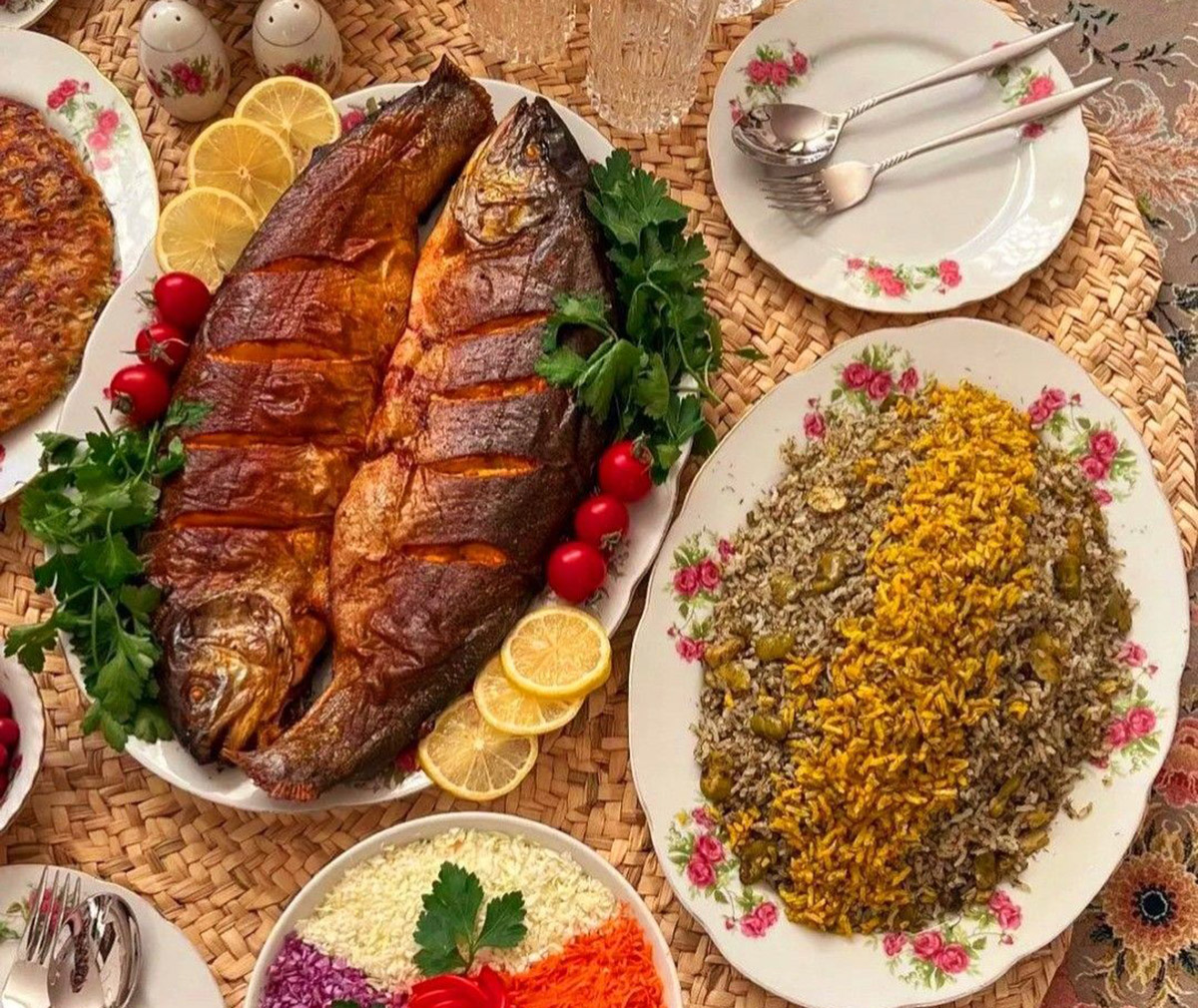 تزیین ماهی با برنج