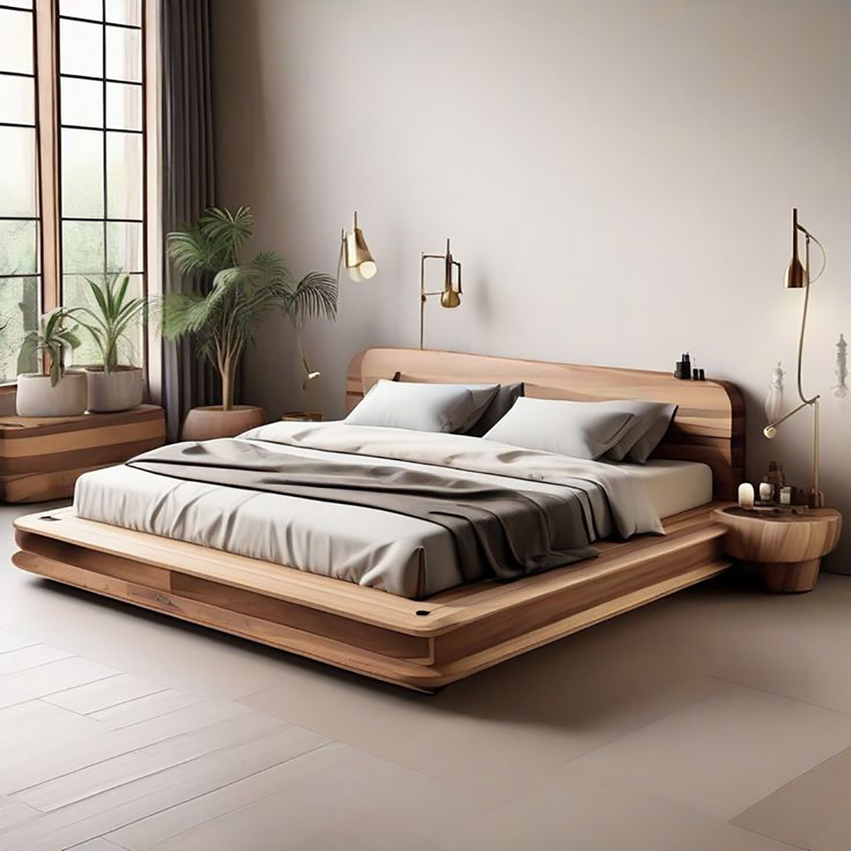 تخت خواب دو نفره چوبی