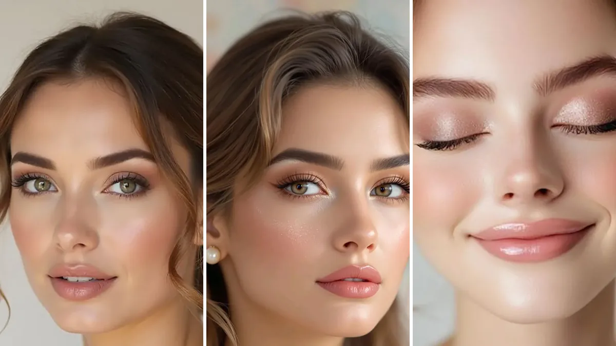 مدل میکاپ عروس کلاسیک و لایت در سه نمای متفاوت