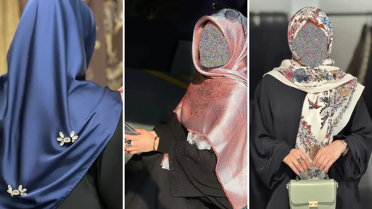 کلاژ سه مدل شال مجلسی ساتنی و حریر برای مهمونی