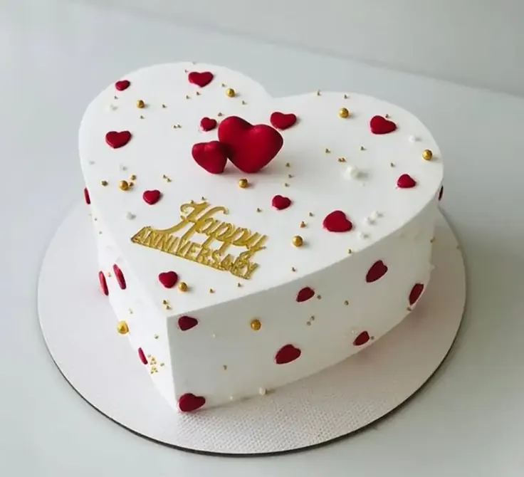 کیک ماست صورتی قلبی برای جشن تولد