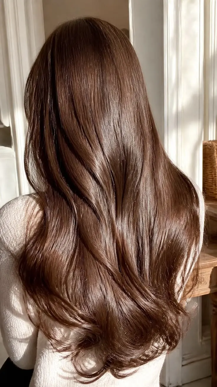 رنگ مو شکلاتی گرم زیر نور طبیعی آفتاب